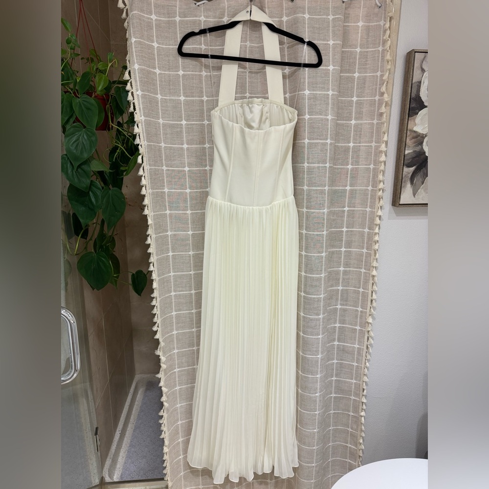 Meshki Stacie Pleated Halter Maxi Dress - Ivory - Picture 3 of 14